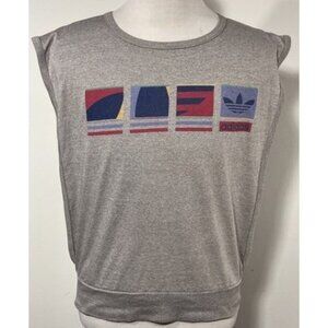 Sz XL Vintage 80s Adidas Trefoil Made in USA Sleeveless Shirt Tank Top 50/50